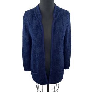 VINTAGE LeRoy Knitwear Blue LS Cardigan Sweater Oversized Open Front Long Sleeve